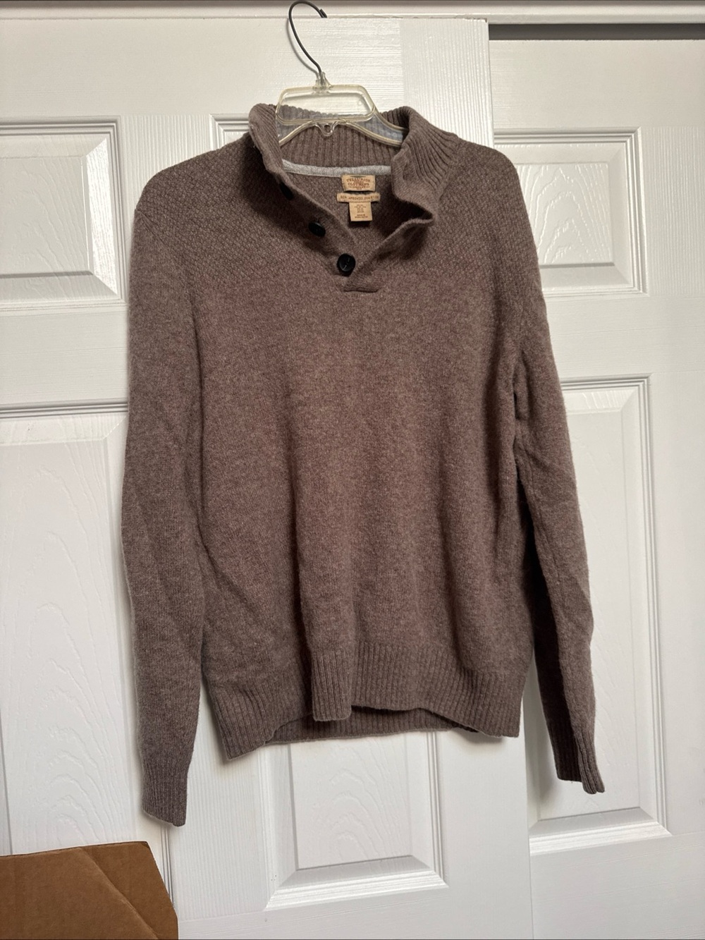 Men's Taupe Button-Shoulder Turtleneck Sweater